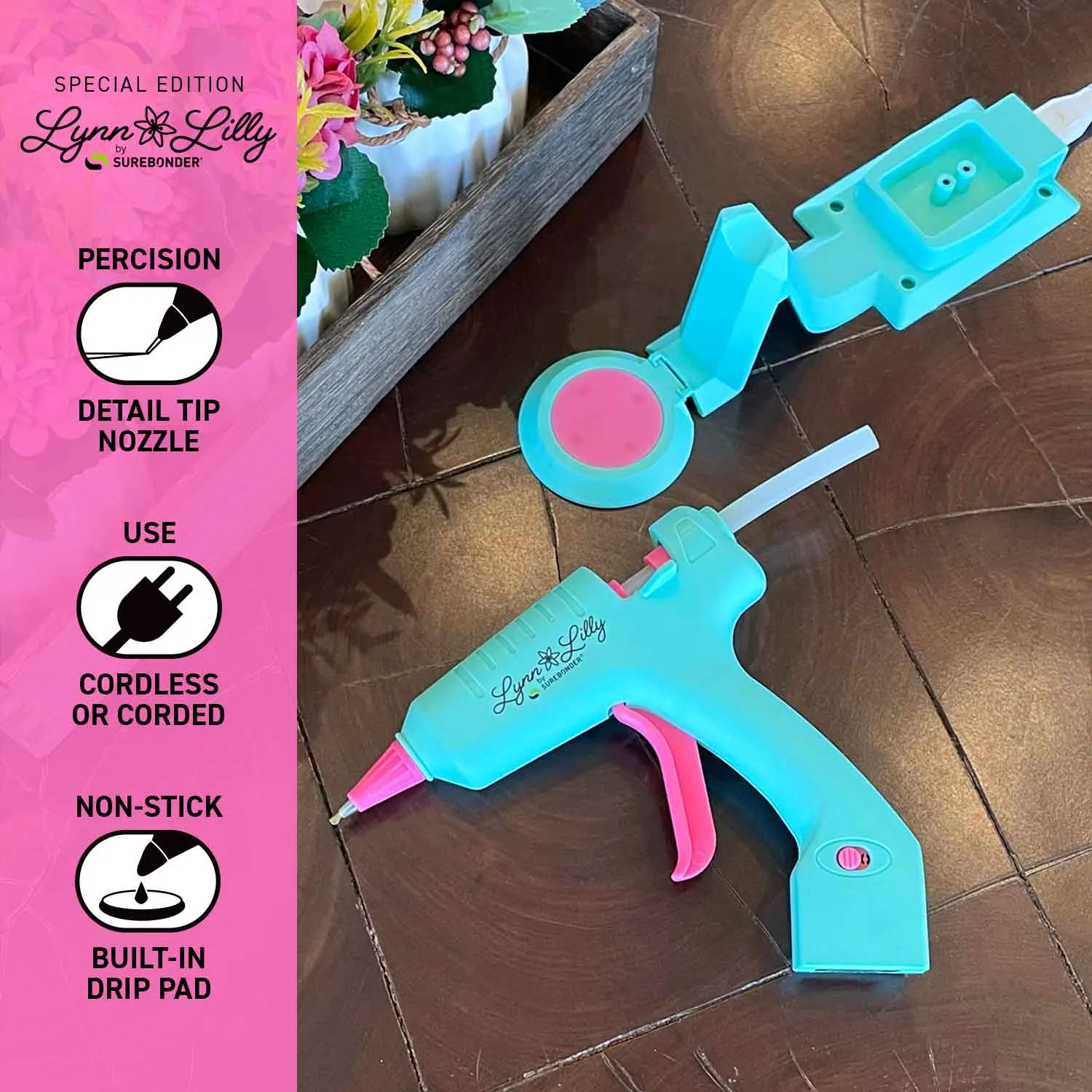 Lynn Lilly Edition Cordless/Corded Detail Tip Mini Glue Gun