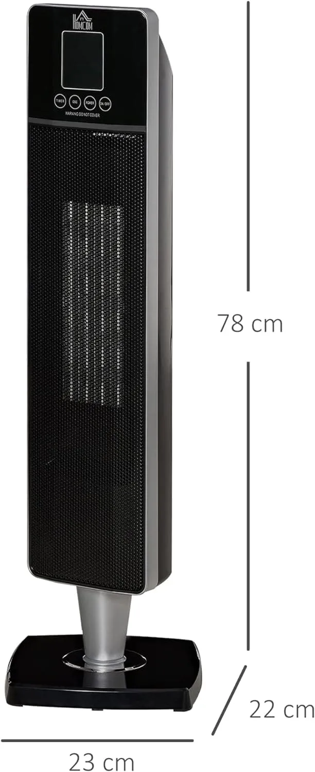 Maplin Plus 2kW Portable Indoor Oscillating Ceramic Tower Space Heater with Adjustable Modes - Black