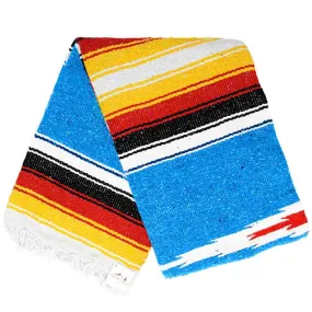 Mexican Saltillo Blanket - Bright Blue