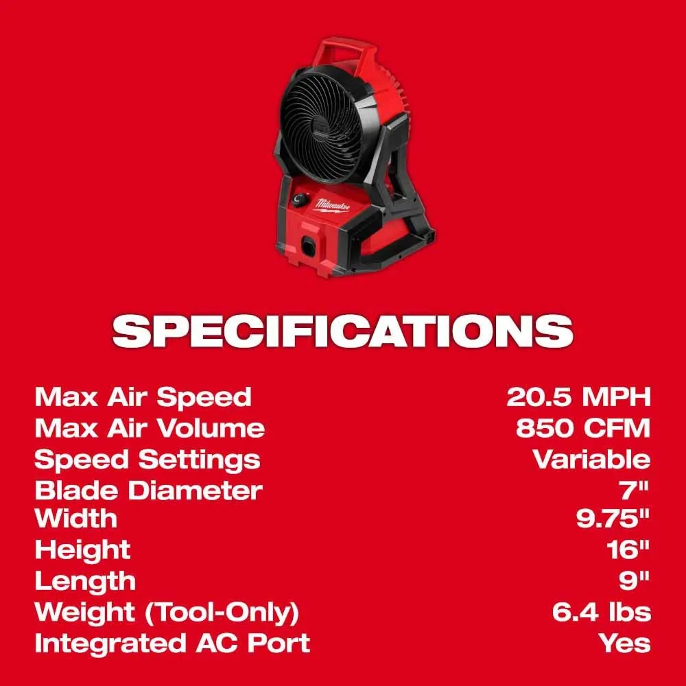 Milwaukee 0818-20 M18 Brushless PACKOUT Fan