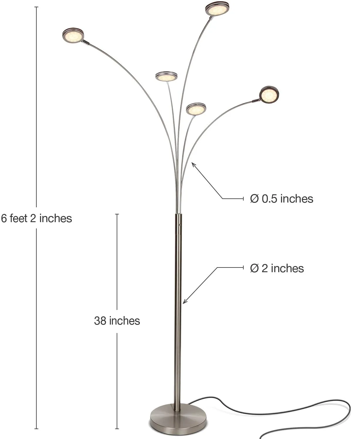 Modern LED Arc Lamp - 5 Adjustable Arms & Light Heads Arch