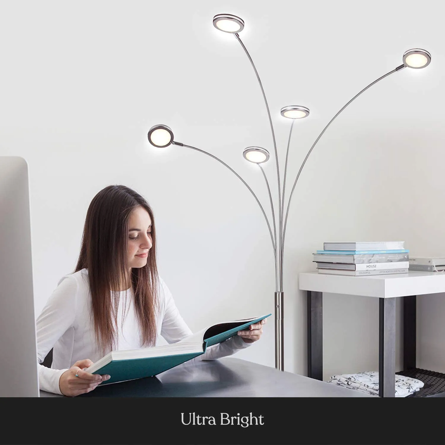 Modern LED Arc Lamp - 5 Adjustable Arms & Light Heads Arch