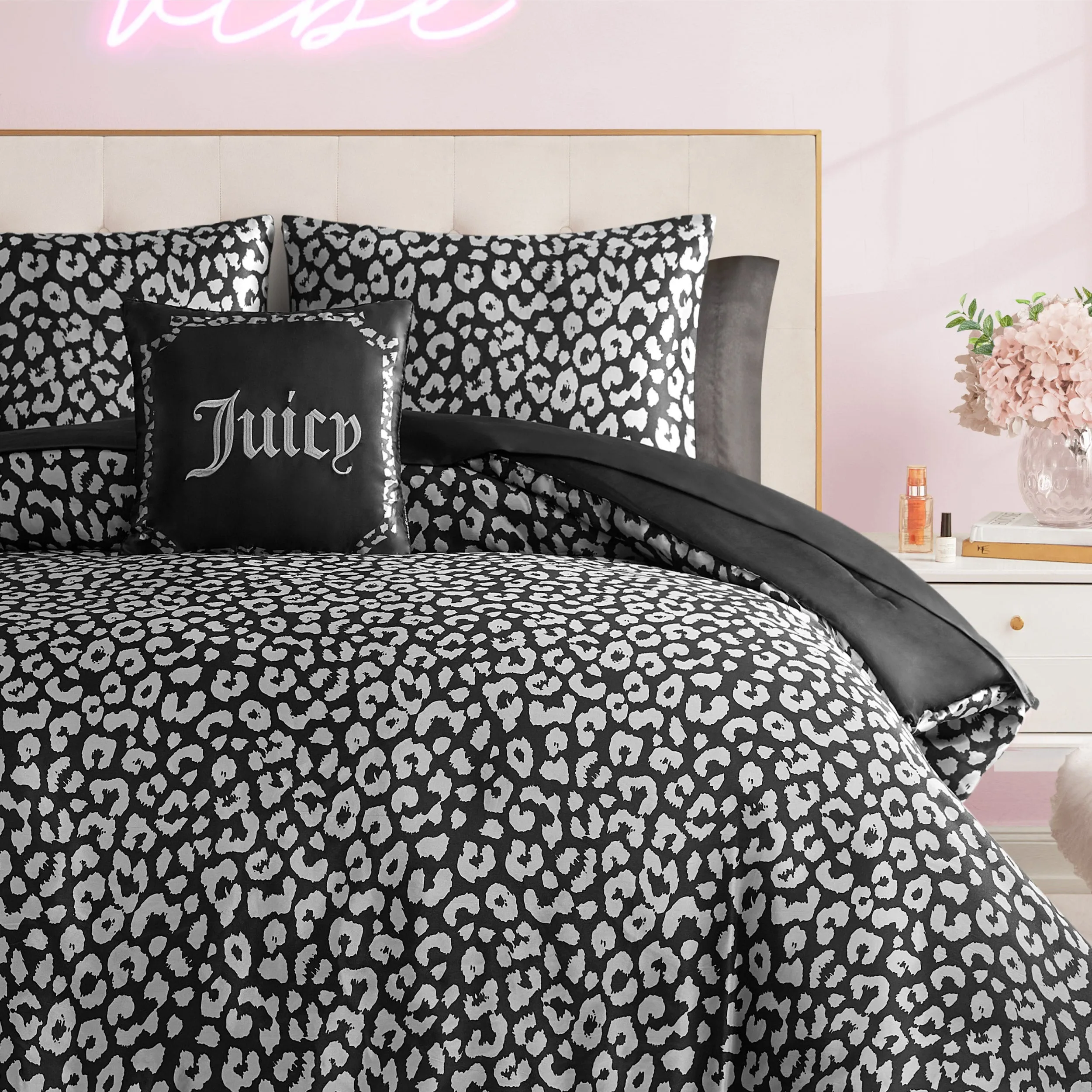 Modern Leopard Satin Bed in a Bag Bedding Set