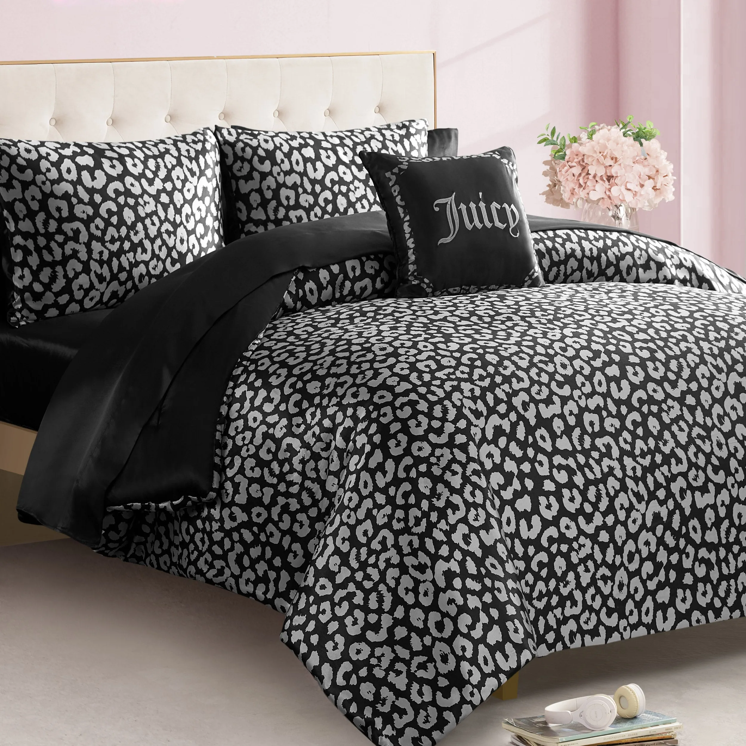 Modern Leopard Satin Bed in a Bag Bedding Set