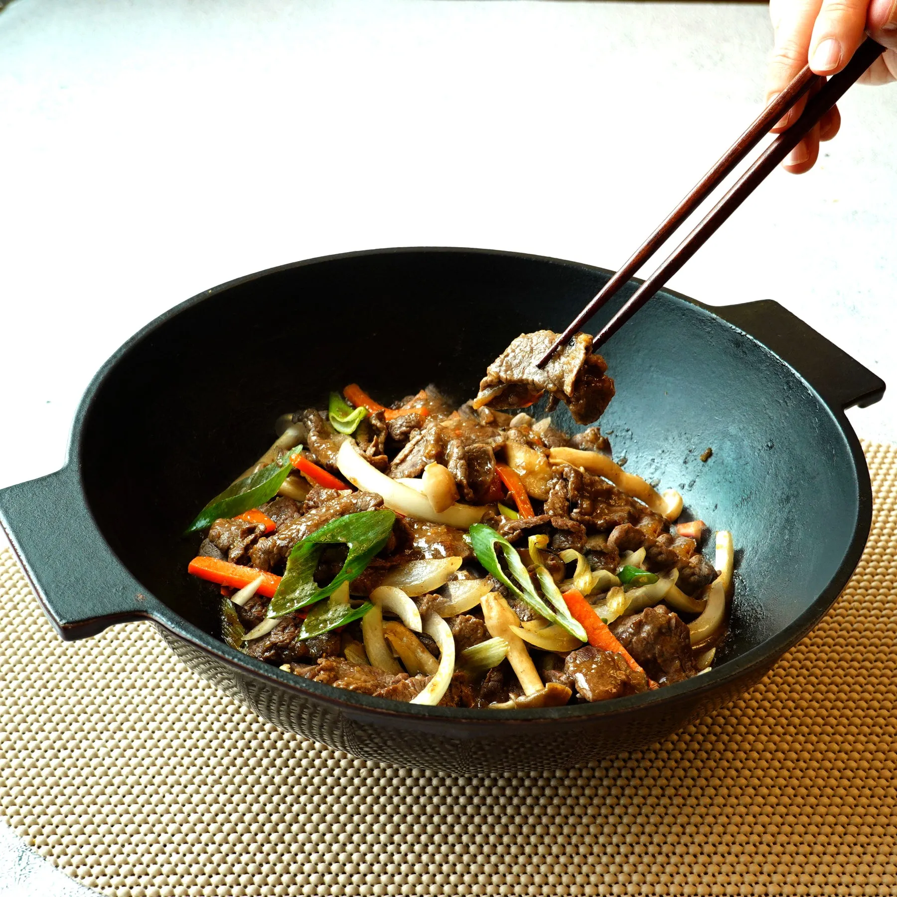 MOOSSE Mini Wok with Lid, Premium Enameled Cast Iron 10.4” (26 cm)