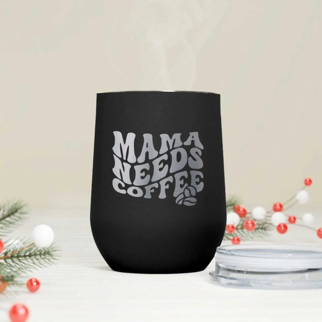 Mothers Day Gifts Designer Travel Coffee Mug With Lid Gift for Mom  - Mama Needs Coffee