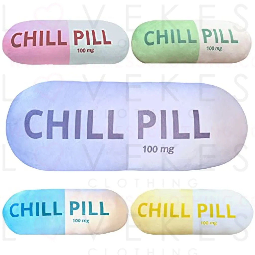 MRJ Products Chill Pill Pillow - Preppy Cute Trendy Room Decor Aesthetic Throw Pillows, College Dorm Teenager Y2K Teacher Doctor Nurse Lawyer Student Friend Sister Birthday for her