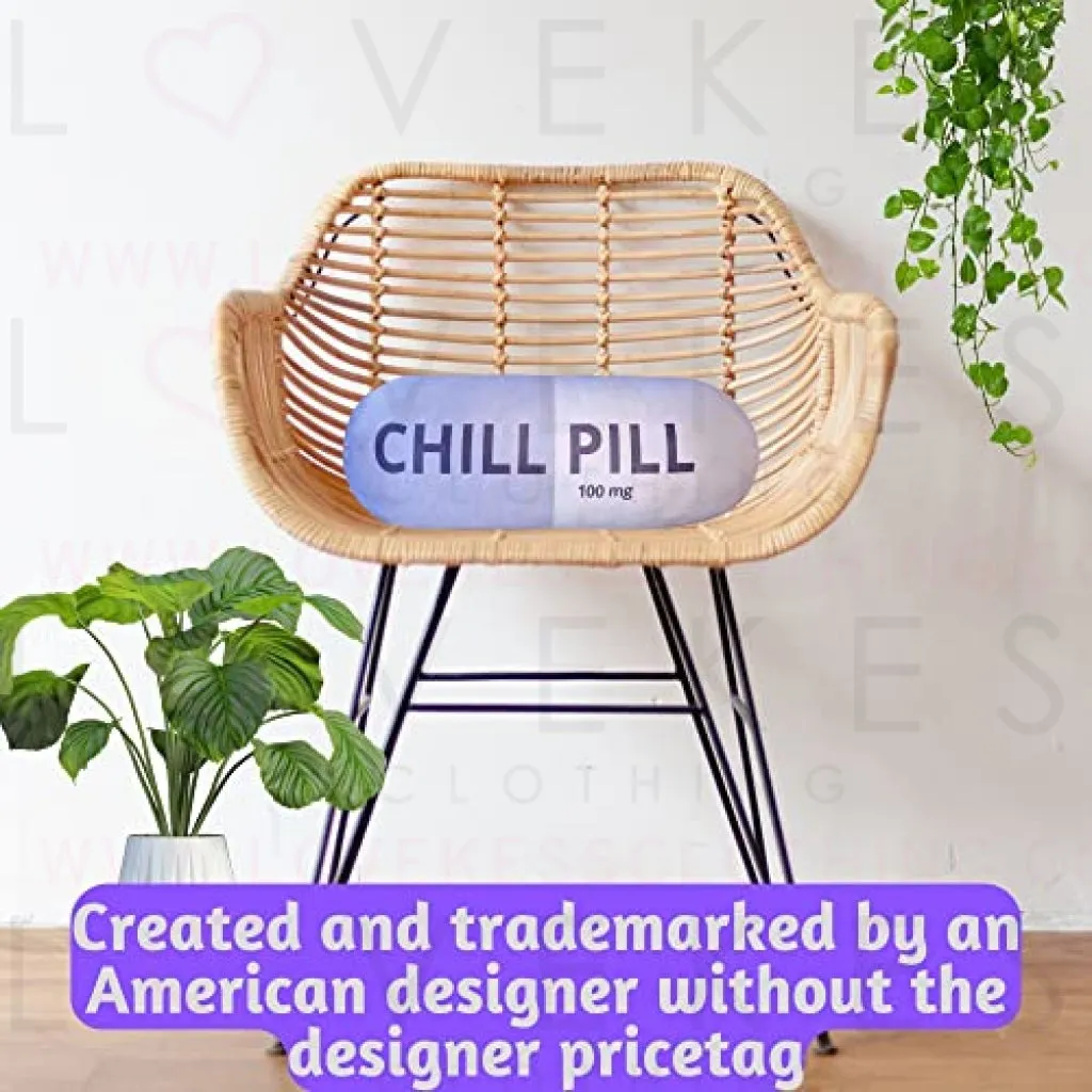 MRJ Products Chill Pill Pillow - Preppy Cute Trendy Room Decor Aesthetic Throw Pillows, College Dorm Teenager Y2K Teacher Doctor Nurse Lawyer Student Friend Sister Birthday for her