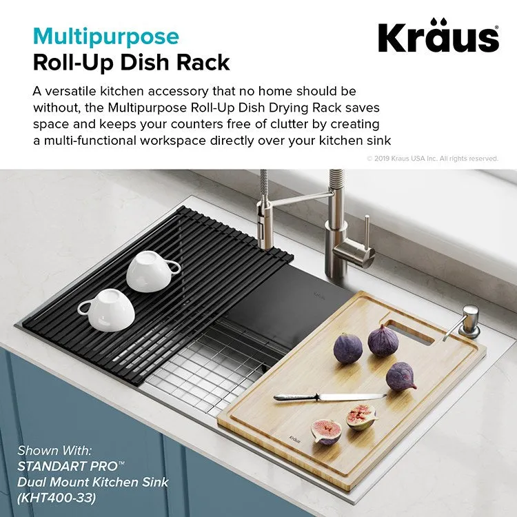 Multipurpose Over Sink Roll-Up Dish Drying Rack