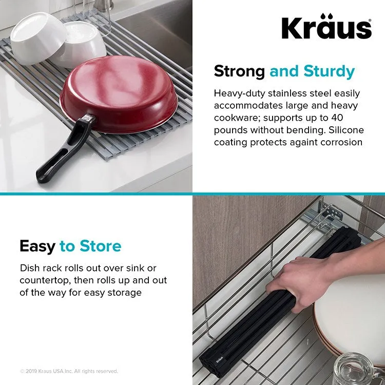 Multipurpose Over Sink Roll-Up Dish Drying Rack