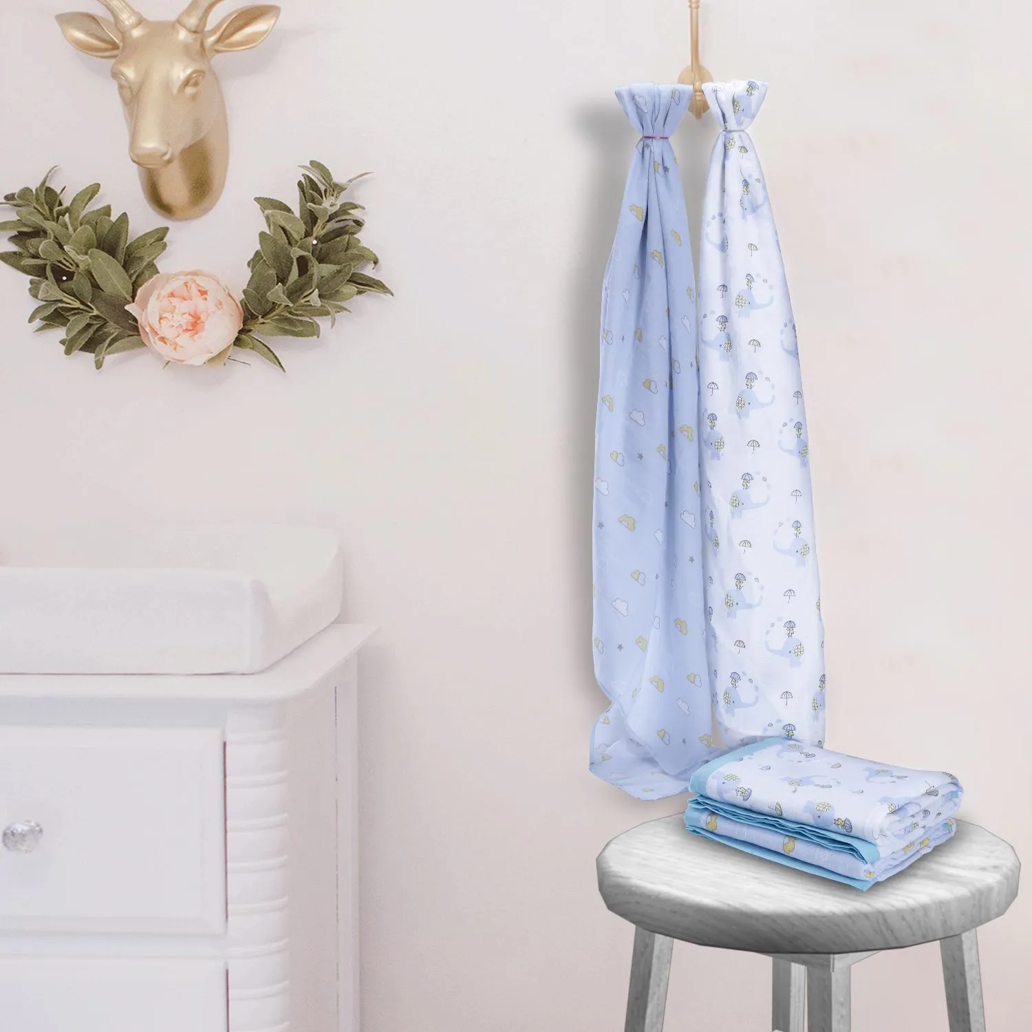 Muslin Blanket - 4 Layered - Elephant Print