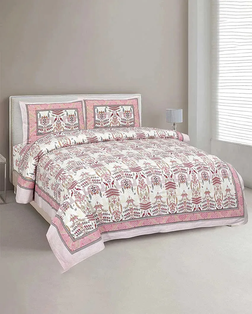 Nerine Sanganeri Cotton Flat Bedding Set | Double Size | 93 x 108 inches