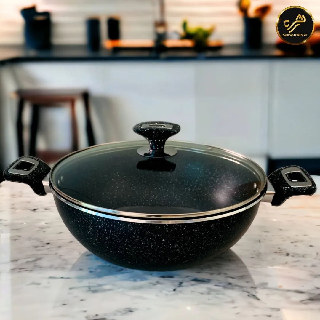 Non-stick Marble Coated Wok (Black)