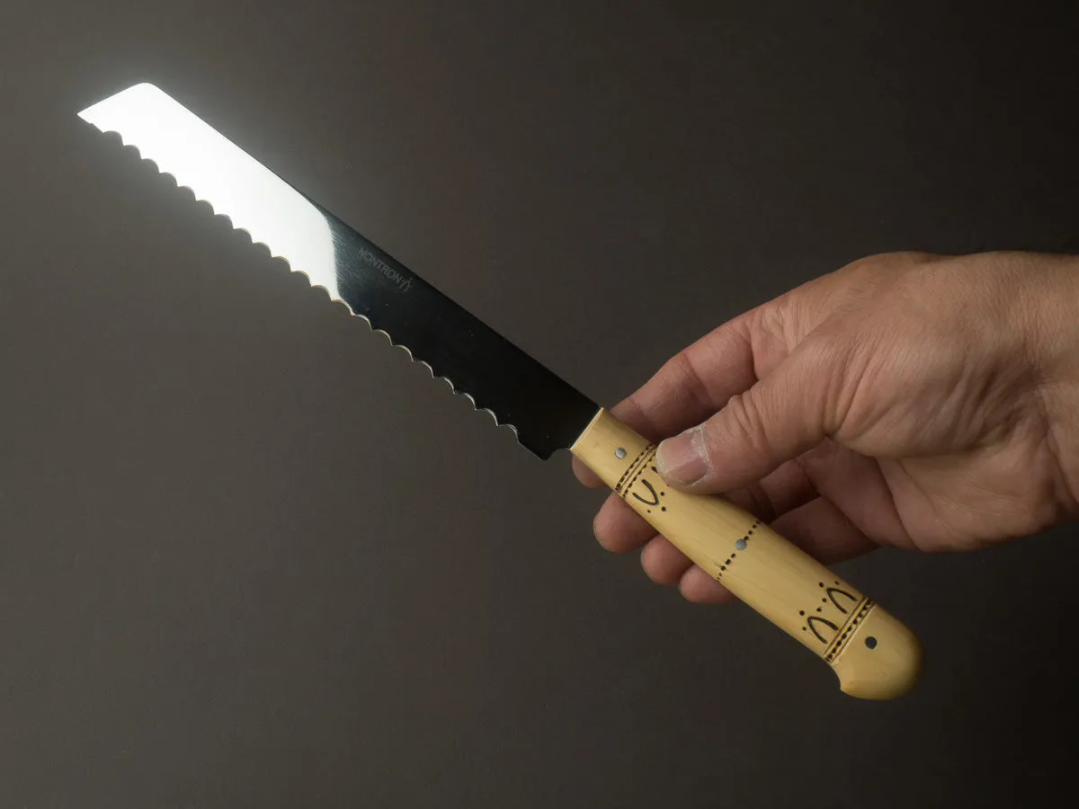 Nontron - Stainless - 7.5" Bread Knife - Boxwood Handle - Mirror Polished