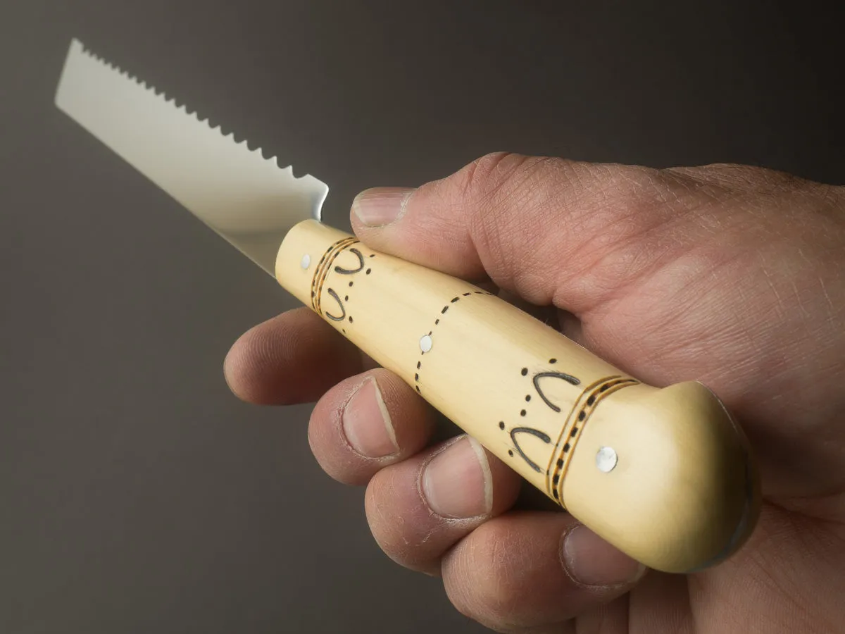 Nontron - Stainless - 7.5" Bread Knife - Boxwood Handle - Mirror Polished