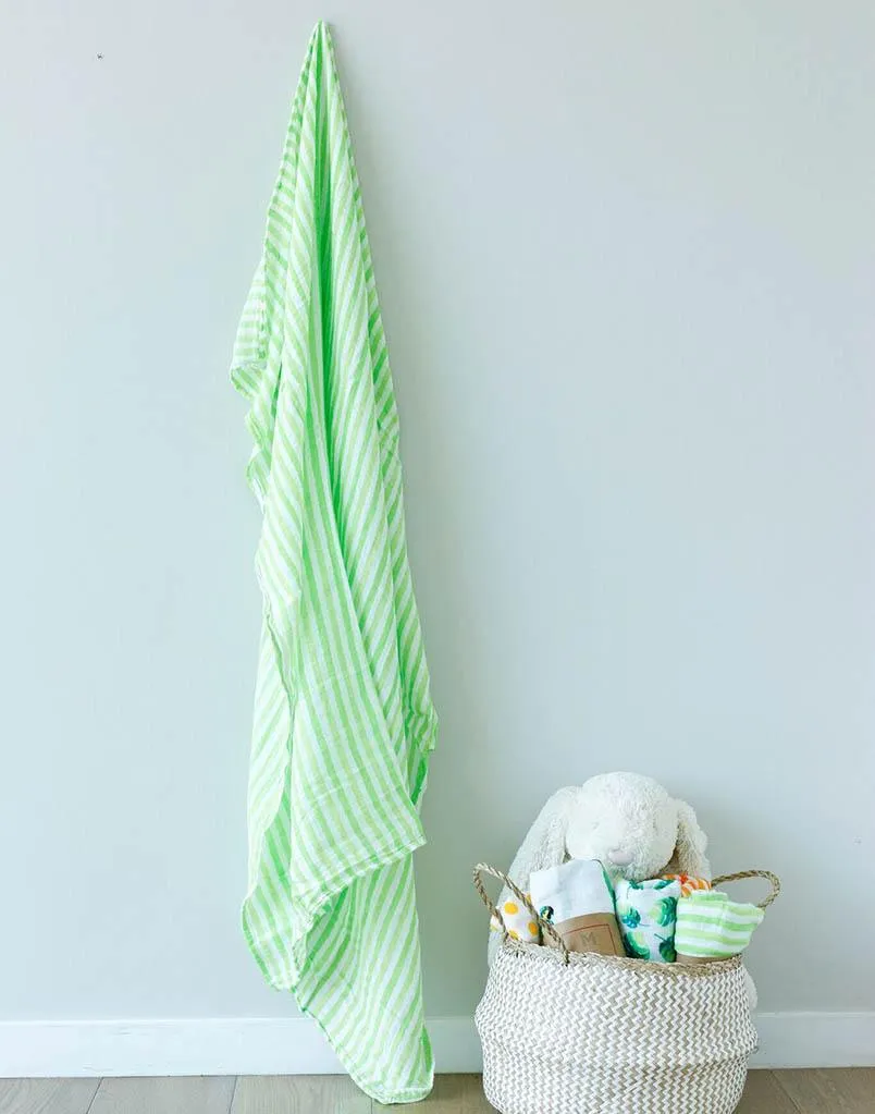 Organic Swaddle Set - Avocuddles (Avocado   Lime Green Stripes)