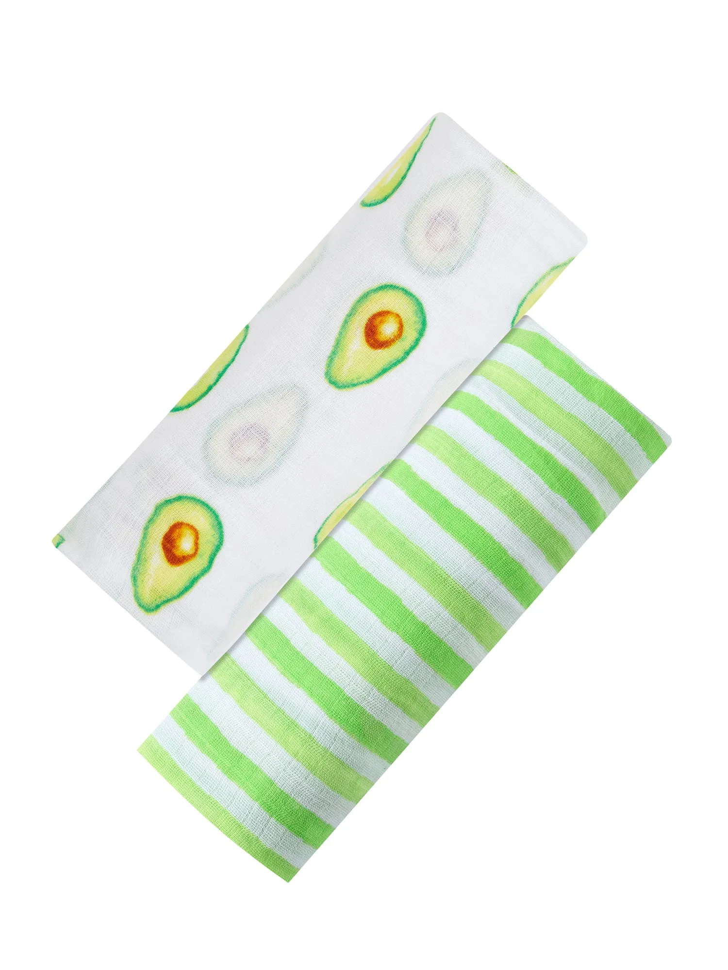 Organic Swaddle Set - Avocuddles (Avocado   Lime Green Stripes)