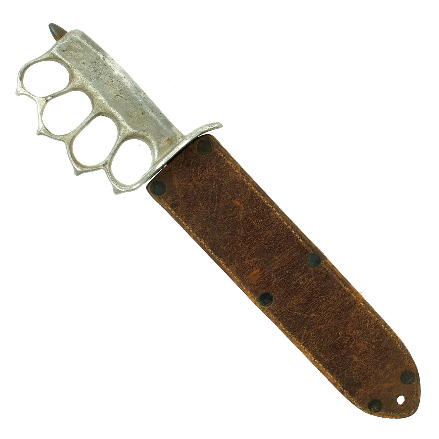 Original U.S. WWII Custom Knuckle Duster Fighting Knife As Seen in Book Signed By Author - Page 198