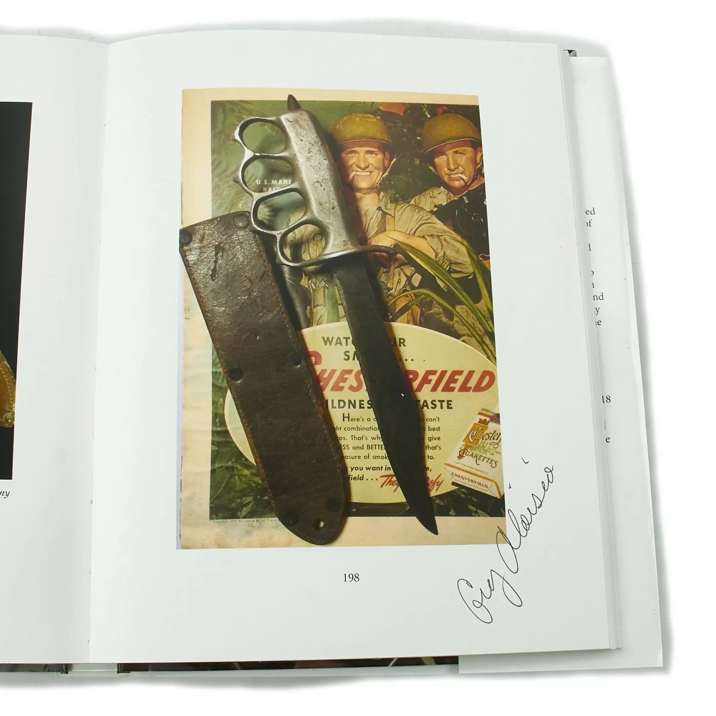 Original U.S. WWII Custom Knuckle Duster Fighting Knife As Seen in Book Signed By Author - Page 198