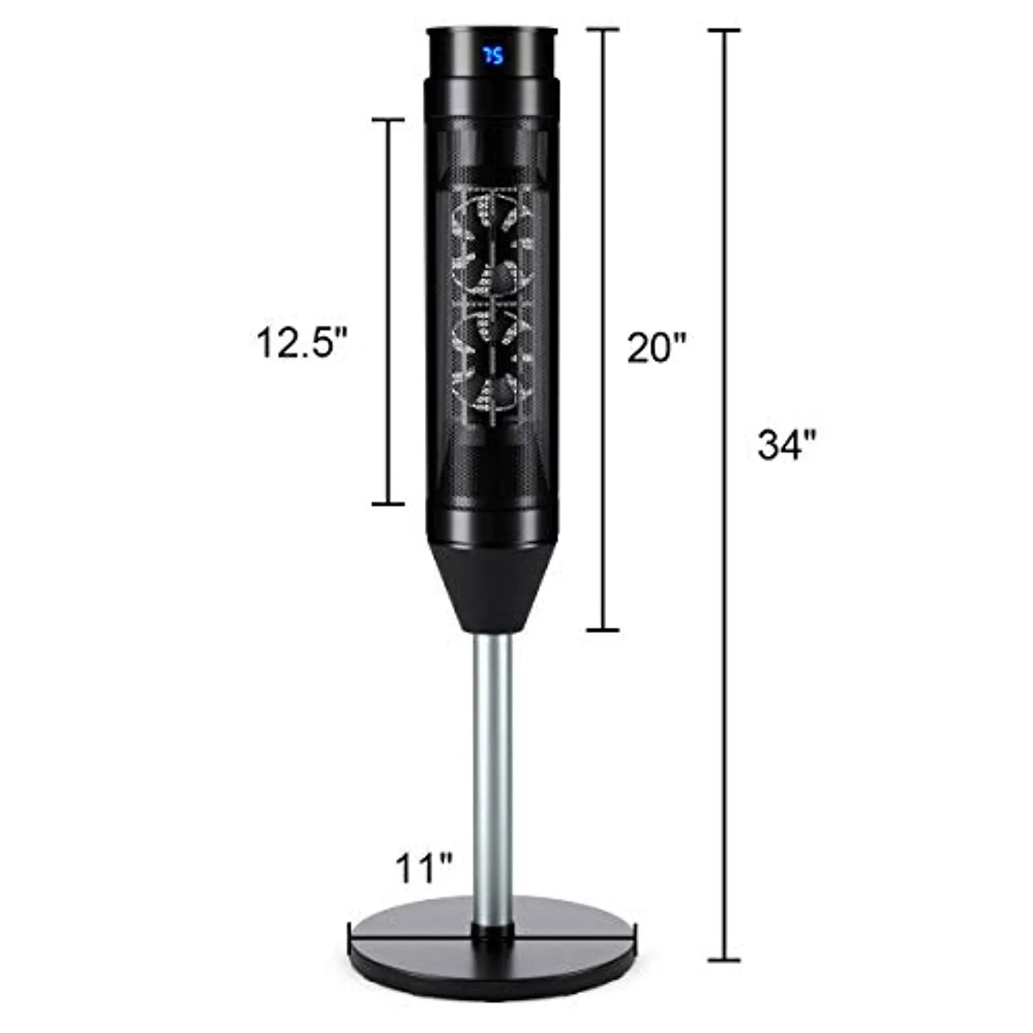 Oscillating Ceramic Pedestal Heater, 34-Inch Portable  with Adjustable Thermostat