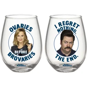 Parks and Recreation Ron & Leslie 2-Piece 20 oz Stemless Glass Set