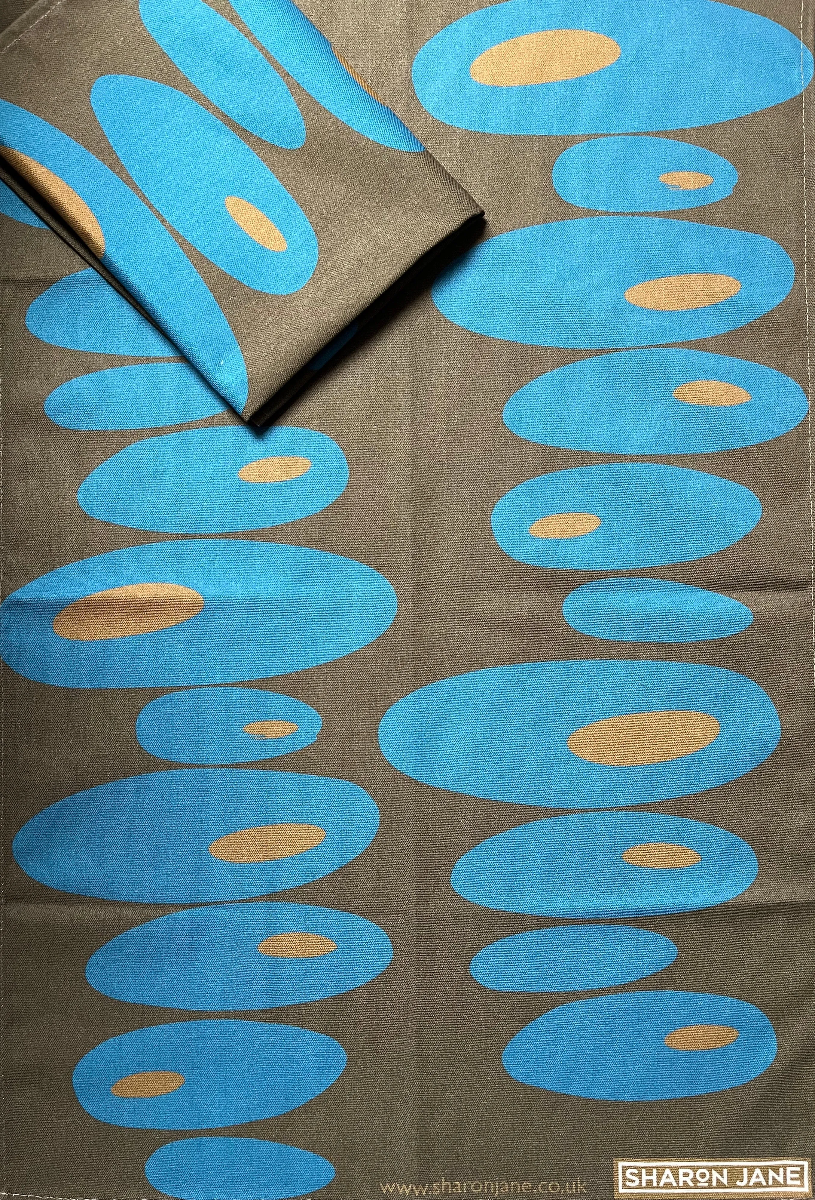 Pebbles Tea Towel - Bronze    Turquoise