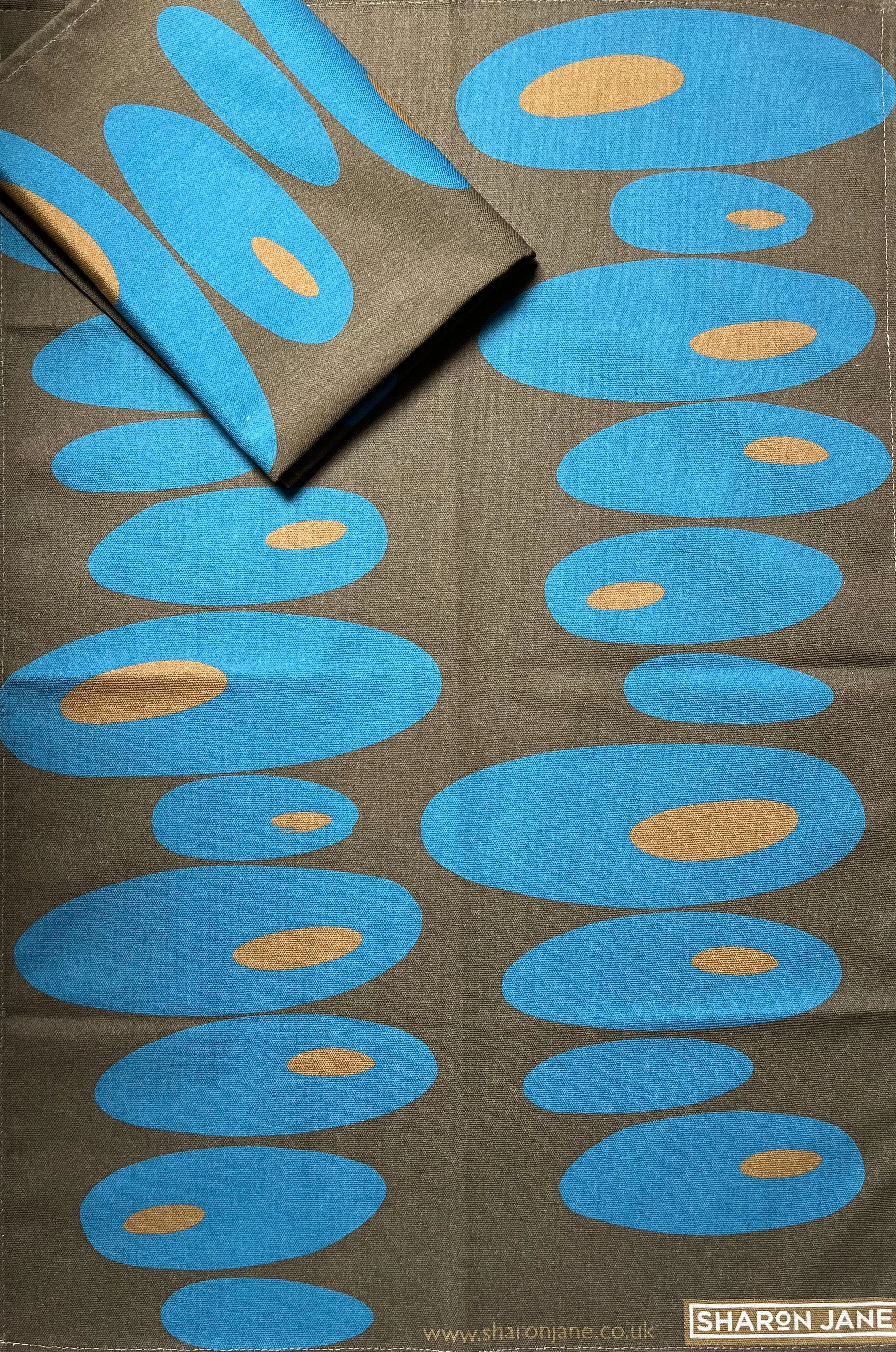 Pebbles Tea Towel - Bronze    Turquoise