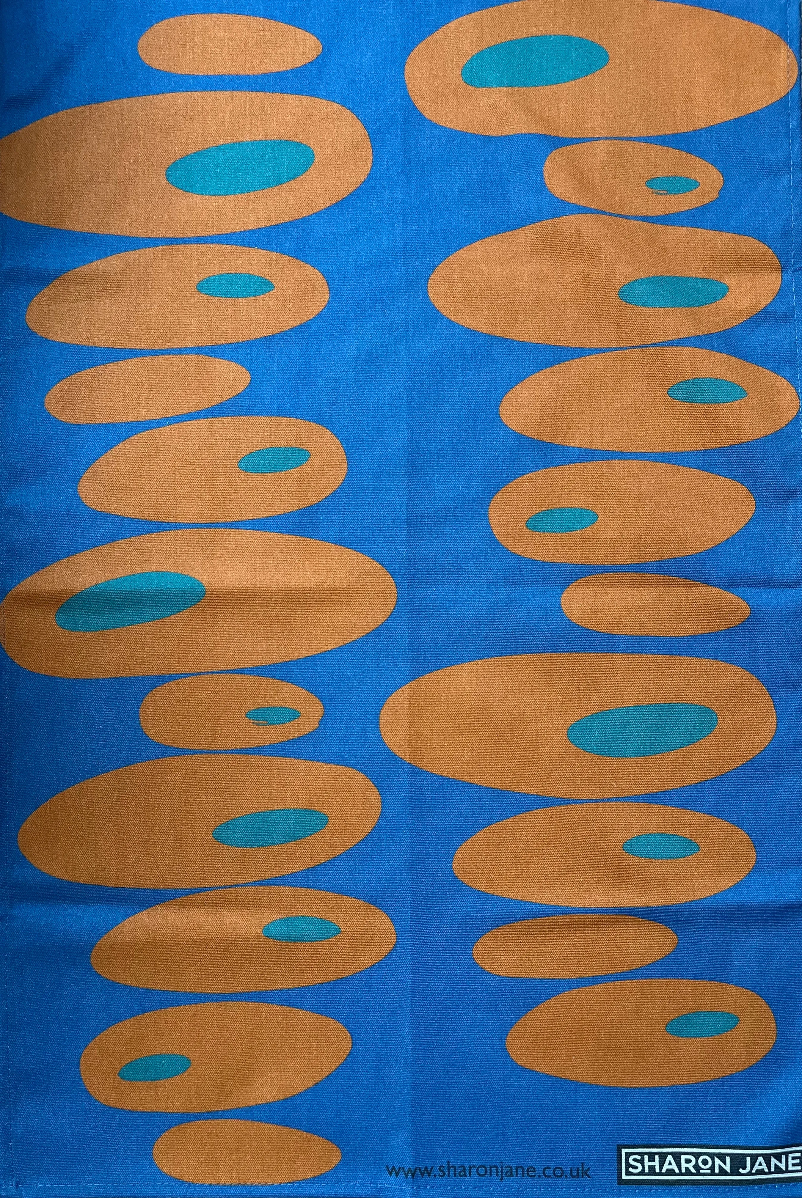 Pebbles Tea Towel - Cobalt   Orange