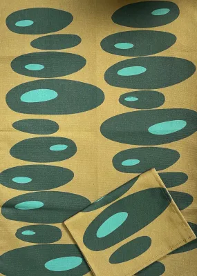 Pebbles Tea Towel - Mustard   Teal