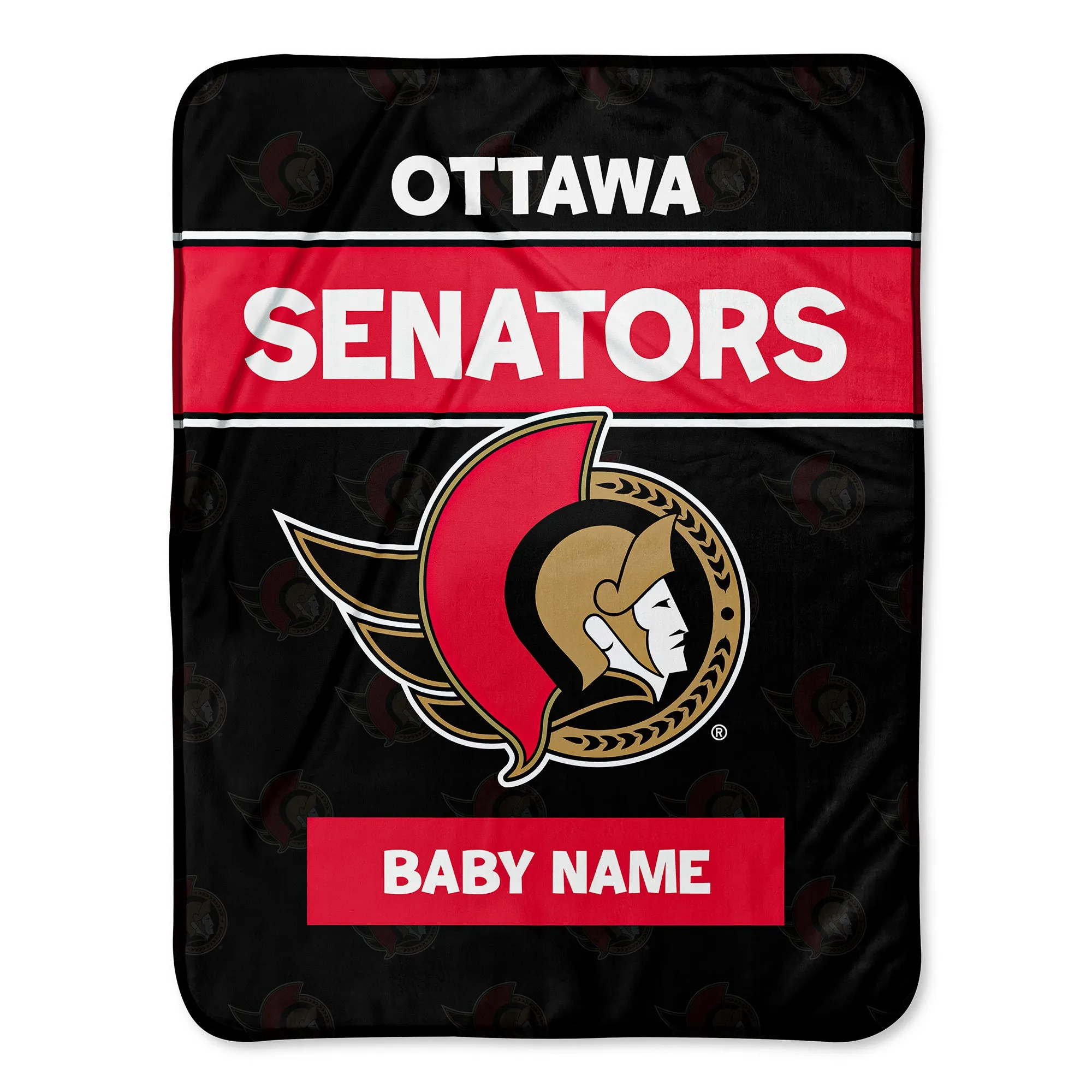 Personalized Ottawa Senators Emblem Baby Pixel Fleece Blanket