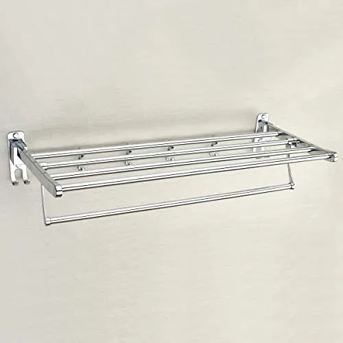 Plantex Eco Stainless Steel Folding Towel Rack/Towel Stand/Hanger Bathroom Accessories/Chrome Finish (24 Inches-Chrome)