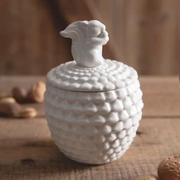 Porcelain Squirrel Lidded Canister