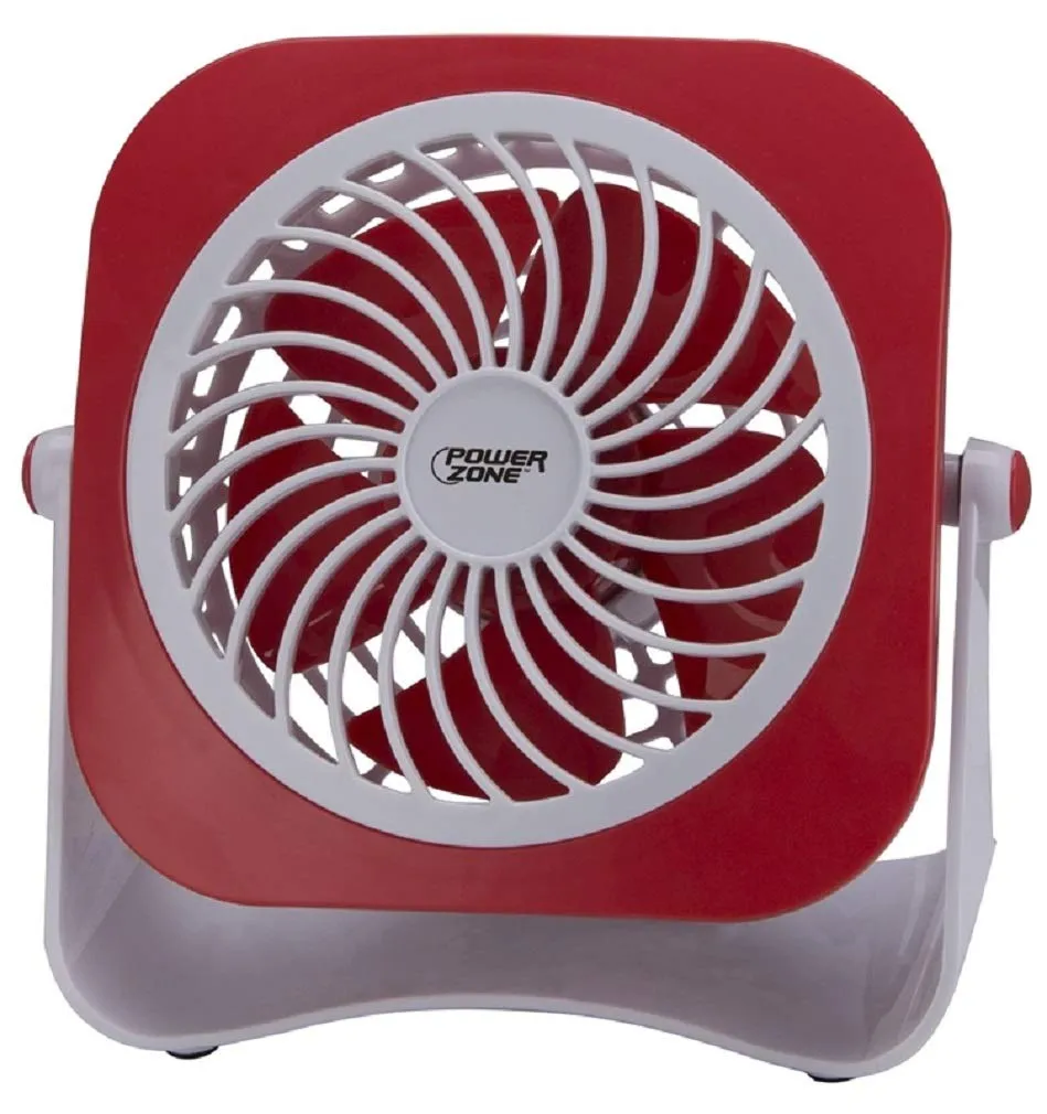 Power Zone QT-U403B Dual Powdered Table Fan, 2 Speeds, Plastic