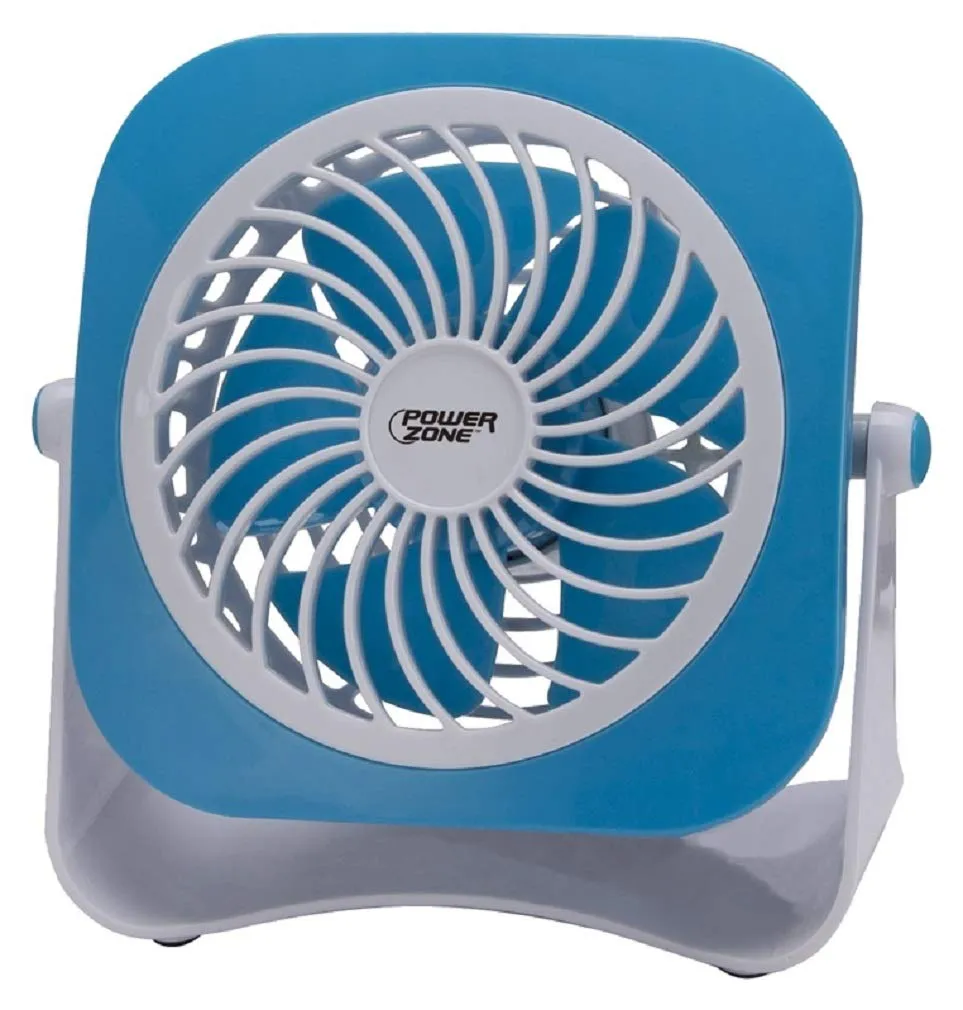 Power Zone QT-U403B Dual Powdered Table Fan, 2 Speeds, Plastic