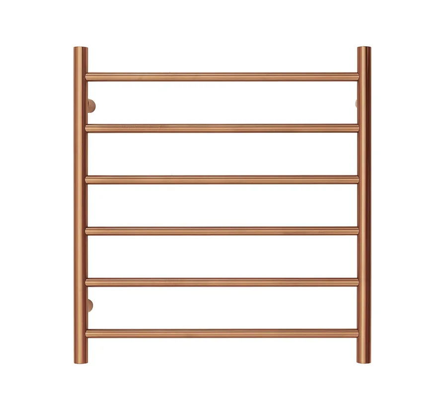 Premium Brushed Rose Gold Towel Rack - 6 Bars, Round Design, AU Standard, 650x620mm Wide