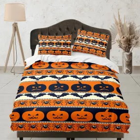 Pumpkin pattern halloween full size bedding & pillowcase, duvet cover dorm bedding, halloween decor, nursery toddler bedding, halloween gift