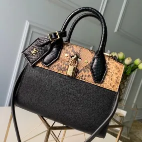 Python Leather City Steamer Mini Top Handle Bag N96097 Black 2019 Collection