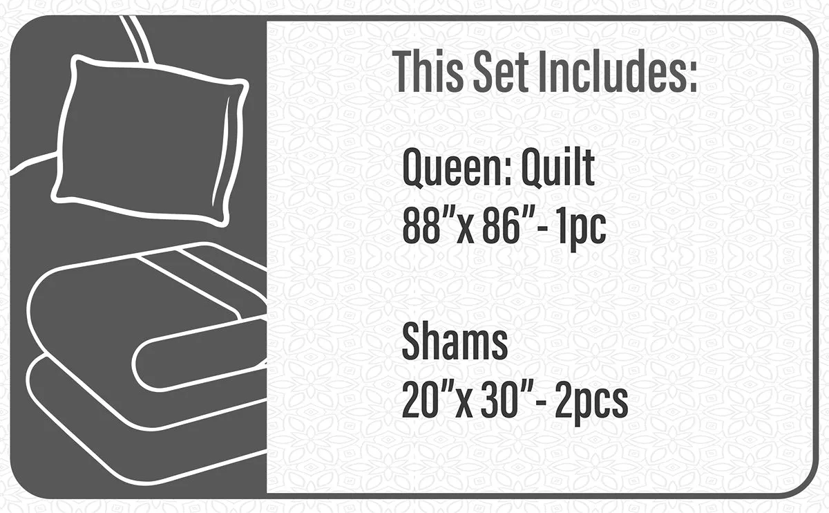 Quilt Bedding Set Woven 3 Piece Set Double/Queen Transitions Dream Blue