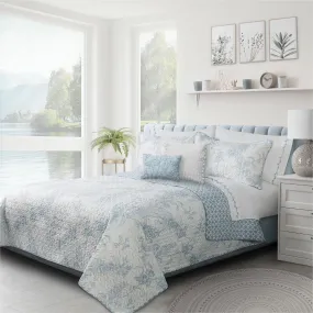 Quilt Bedding Set Woven 3 Piece Set Double/Queen Transitions Dream Blue