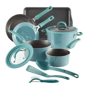 Rachael Ray Cook   Create 11pc Aluminum Nonstick Cookware Set - Agave Blue