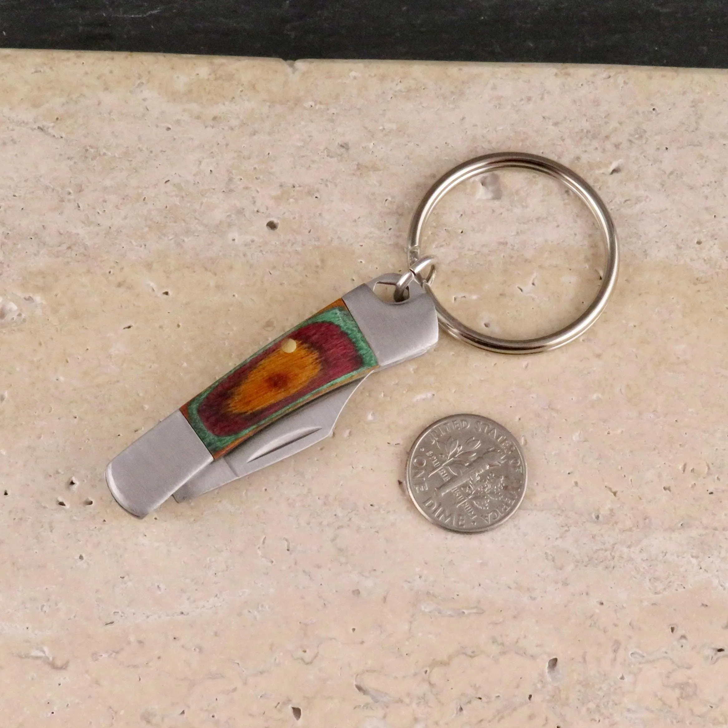 Rainbow Wood Knife Keyring