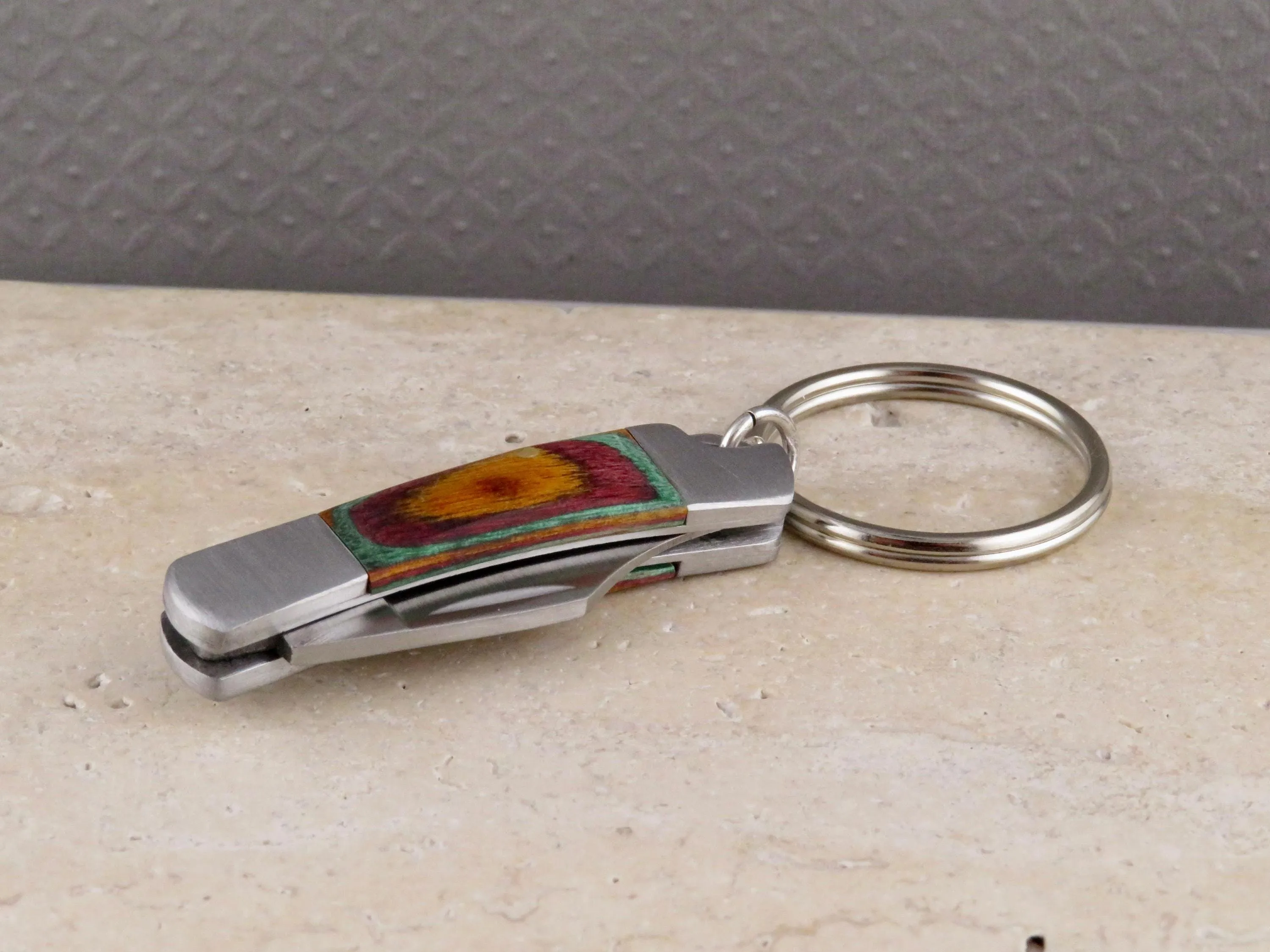 Rainbow Wood Knife Keyring