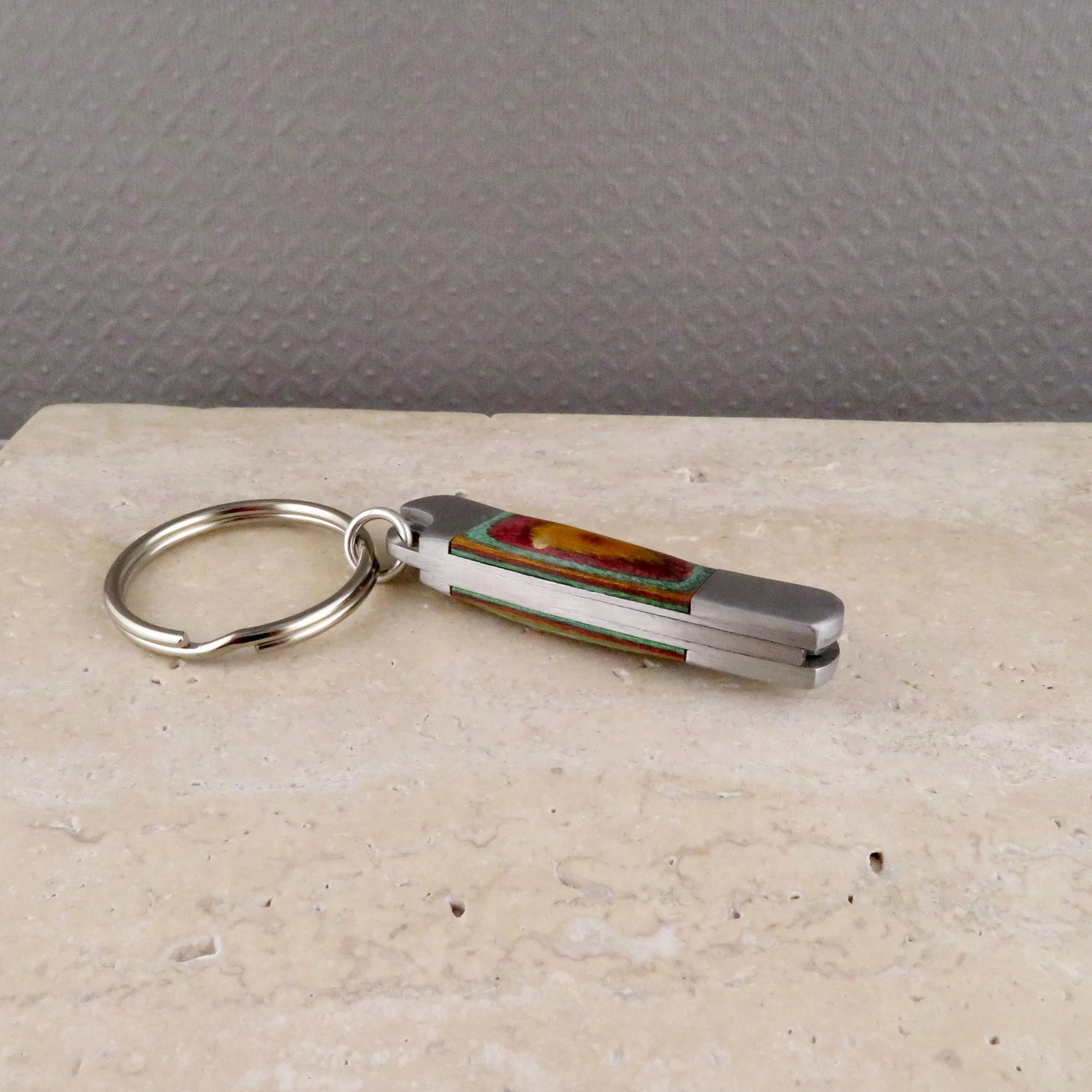 Rainbow Wood Knife Keyring