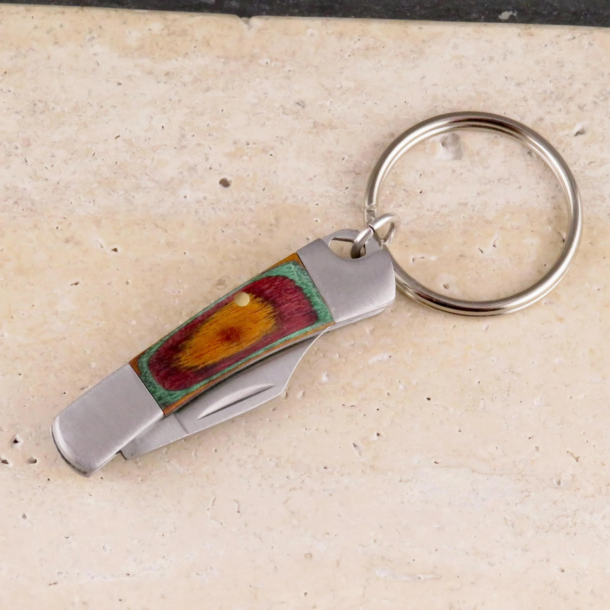 Rainbow Wood Knife Keyring