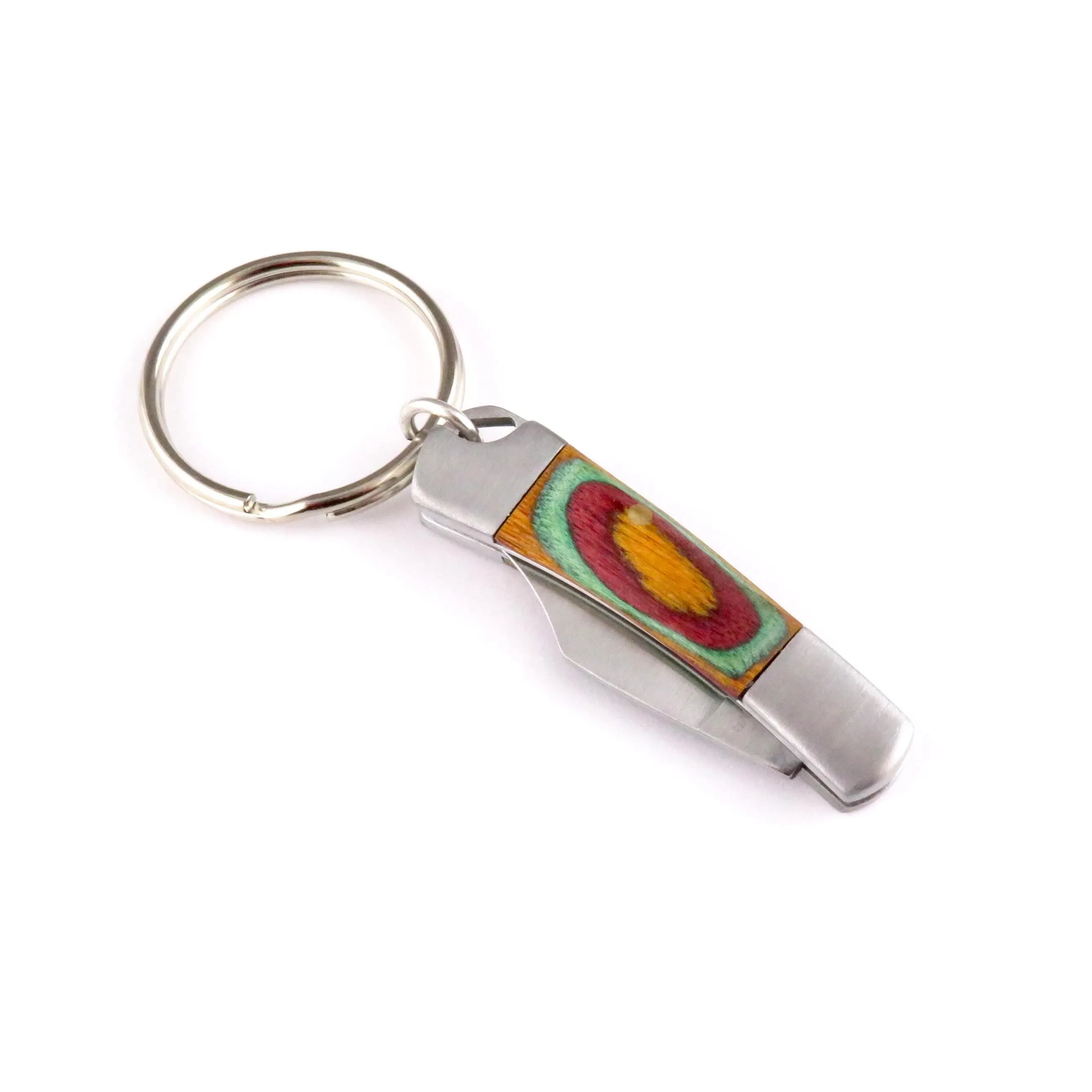 Rainbow Wood Knife Keyring