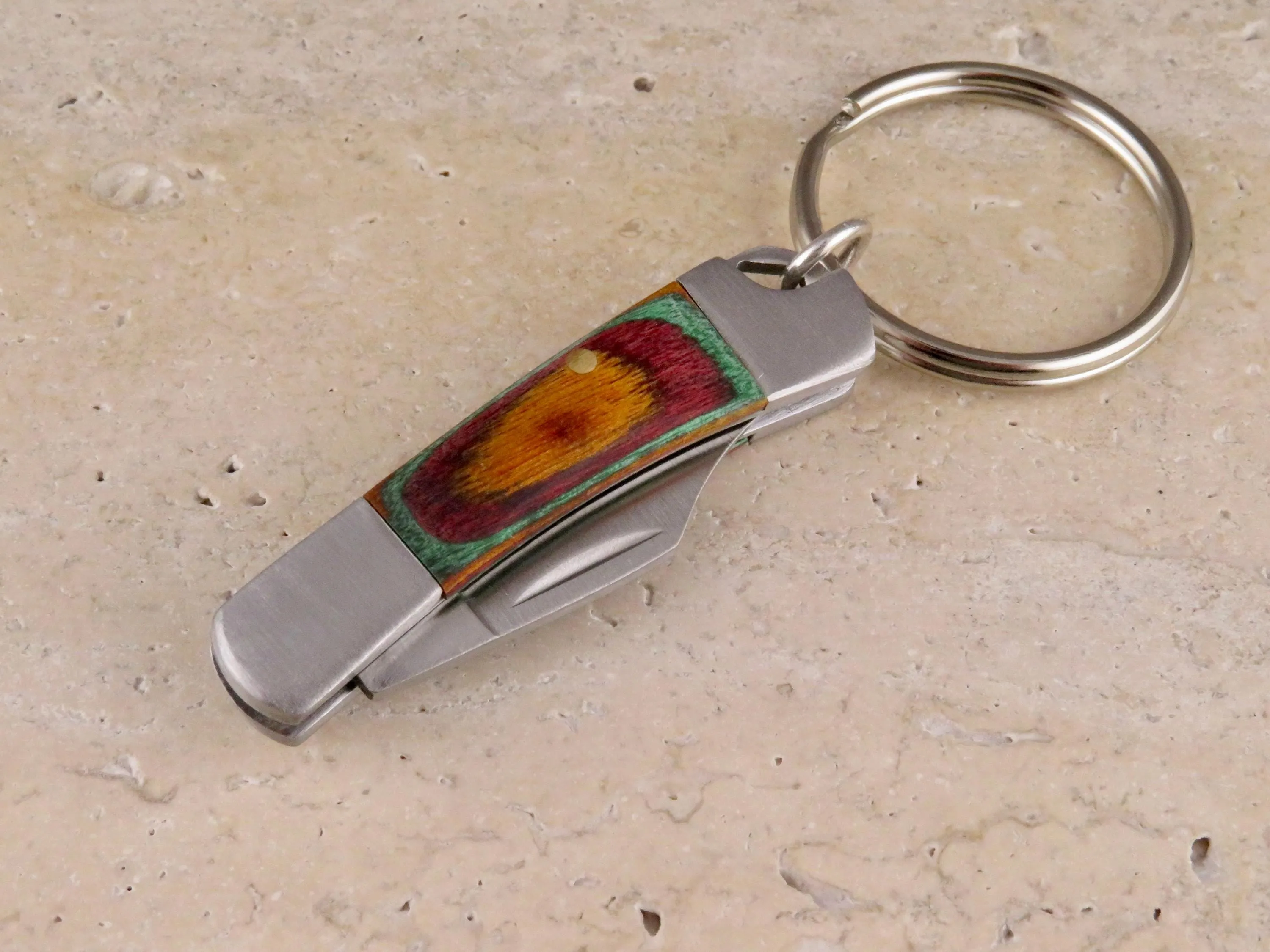 Rainbow Wood Knife Keyring