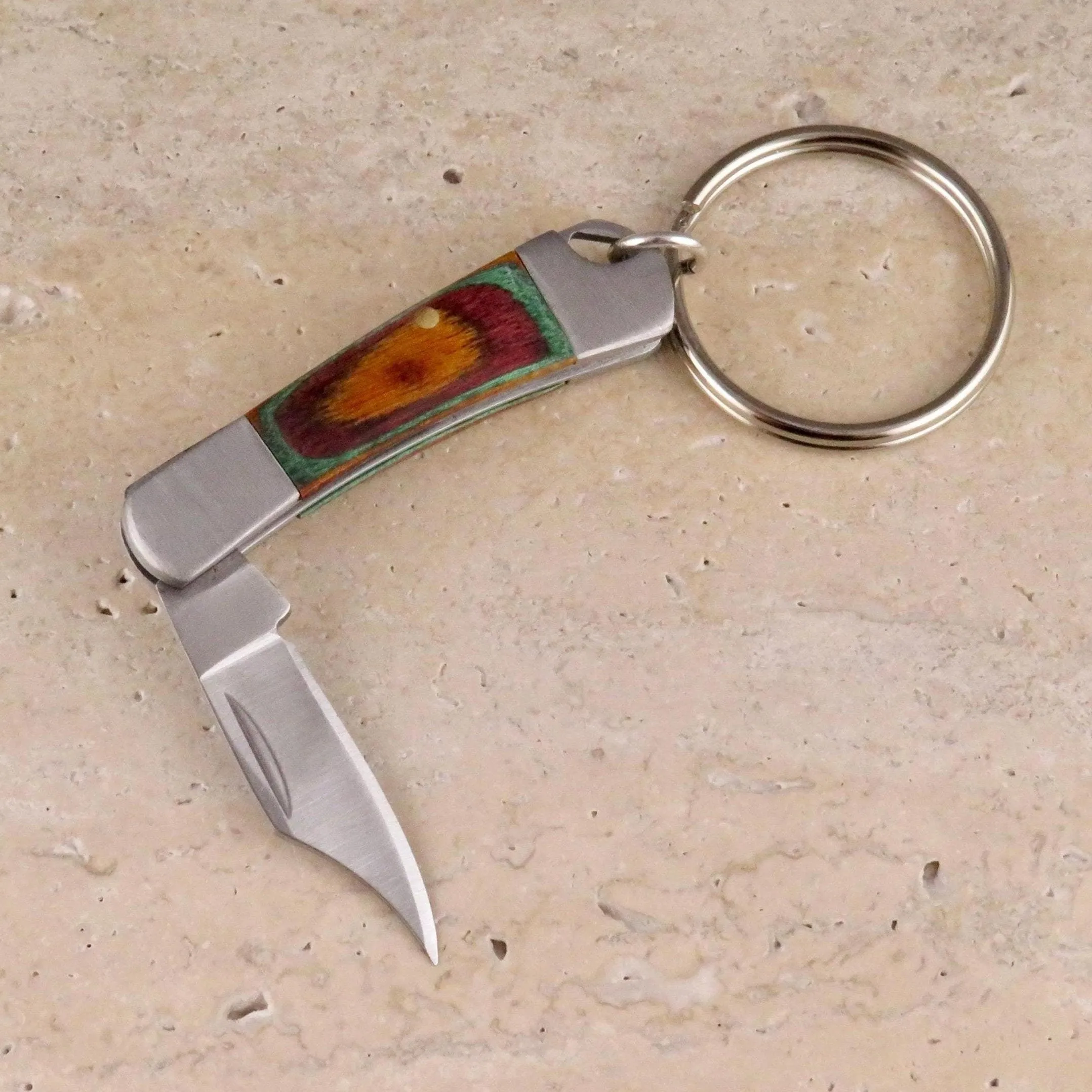 Rainbow Wood Knife Keyring