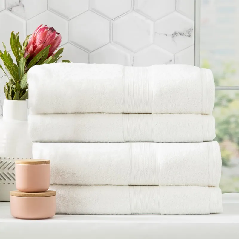 Renee Taylor Stella 4 Piece White Bath Towel Pack