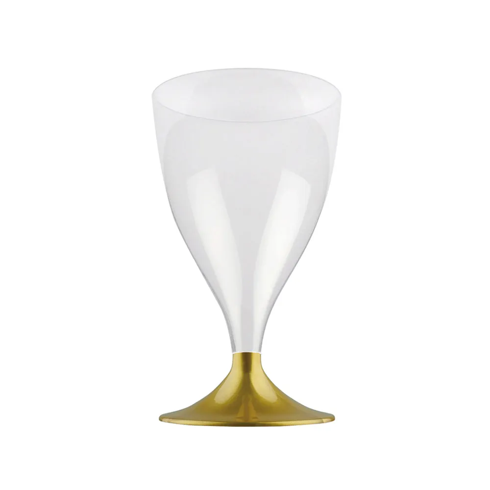 Reusable Plastic Wine Glass Gold (x10)