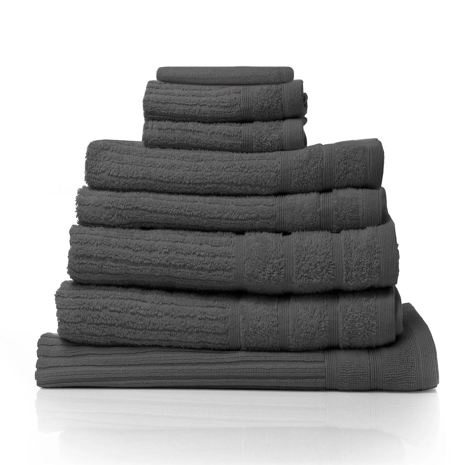 Royal Comfort Eden Egyptian Cotton 600GSM 8 Piece Luxury Bath Towels Set 8 Piece Granite